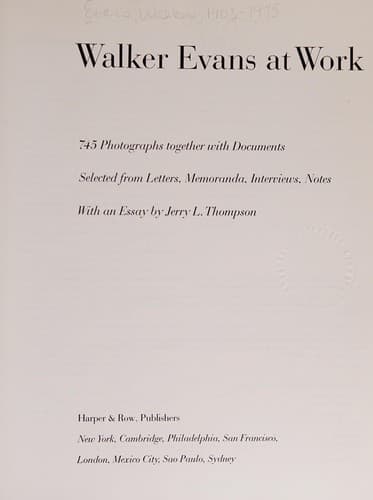 Walker Evans At Work